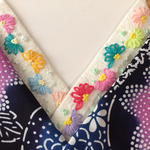 正絹   花刺繍半襟☆帯留めセット