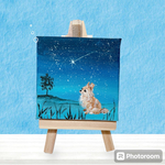 チワワの絵（星に願いを）　小さい絵　アート　　犬の絵　絵画　原画　犬雑貨