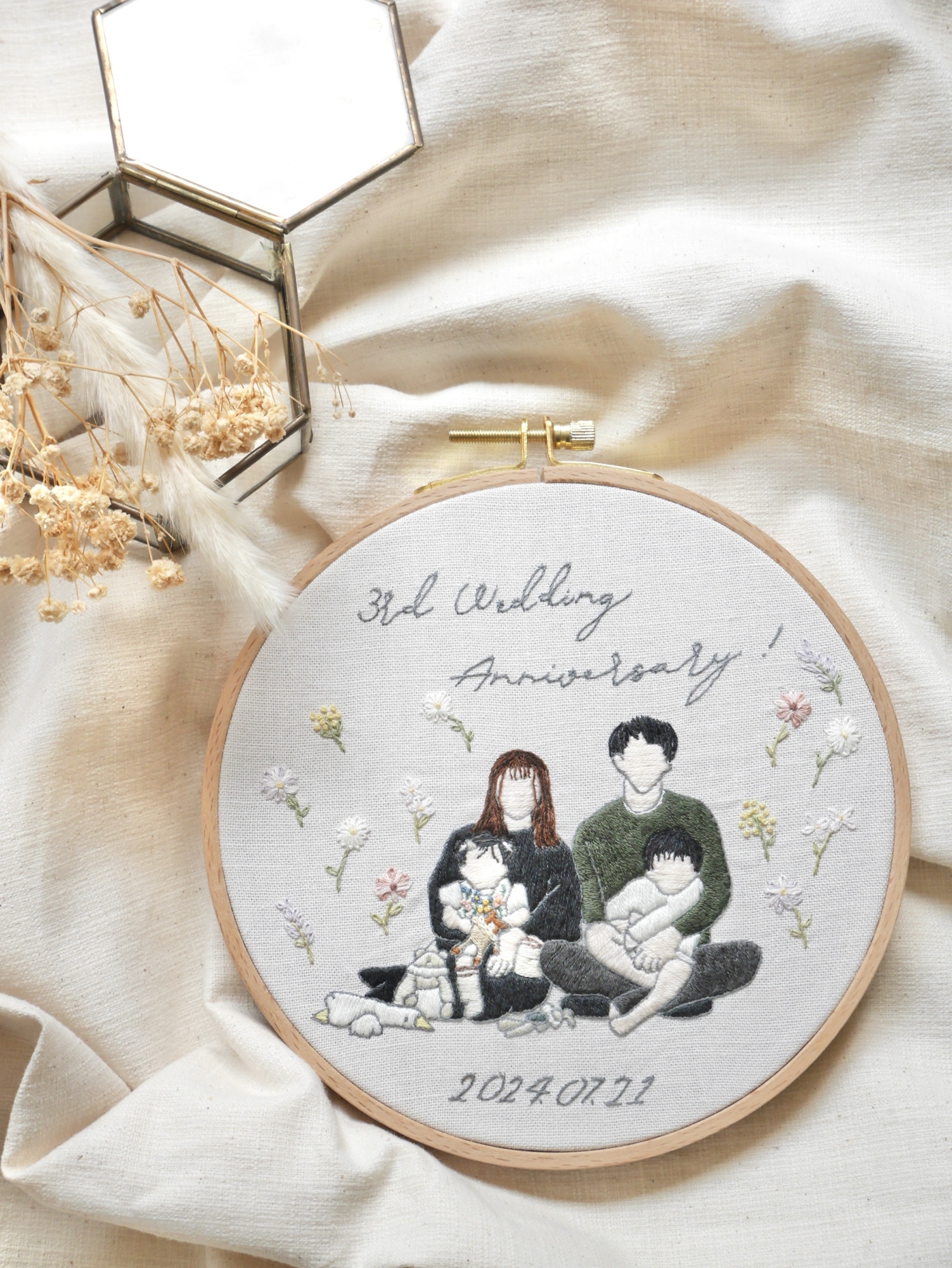 手刺繍で紡ぐ似顔絵ボード メモリアル刺繍 オーダーメイド刺繍