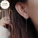 2way　アメリカンピアス しずく　揺れる チェーンピアス　キャッチレス 金属アレルギー対応　ピンクゴールド シルバー