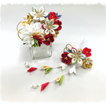 【ku※amama-※o※さまオーダー品】つまみ細工 華かんざし　《露草色と菖蒲色の簪》
