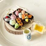 ミニチュア　お寿司と和菓子ピアス・お茶とビール付き
