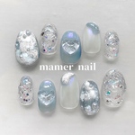 【11月末まで数量限定20％off】 ♡ ネイルチップ 水色 マグネット オーロラ ニュアンス キラキラ クリア ぷるぷる うるうる 夏 バレエコア ♡