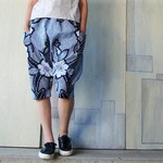 浴衣リメイク*もんぺ短パンツ*しぼり柄