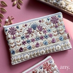 new🌿インド刺繍リボン 大人ポーチpurple🪻用途いろいろ！便利なサイズ 