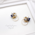 ラピスラズリ♡コットンパールmix♡ビジューピアス