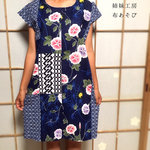 浴衣ワンピース*朝顔×蛍/着物リメイク