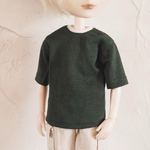 テヤンサイズ・ゆったりTシャツ（緑×生成りの襟）