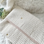 【お名前刺繍♡】アイスノンカバー・保冷枕カバー・あずきのチカラ・ホットパック・温熱パッド 韓国ヌビ生地オフホワイトスター×ピンクベージュ