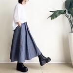 8枚はぎスカート　* Denim Linen ヘリンボーン柄 *