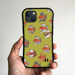 グリップiPhoneケース　猫たちがダッシュ（マスタード）