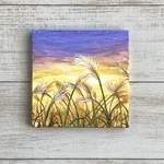 プチキャンバス絵画シリーズ♡アクリル画《原画》  ✴︎ 夕暮れのススキ ✴︎