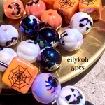 NEW カスタムボールペン　5個/ハロウィン　おばけ　かぼちゃランタン　蜘蛛の巣　ビーズ　BE347