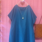 Ｗガーゼ ふんわり半袖ワンピース　forest green