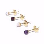 3mm　ひと粒ピアス　天然石　極小　ステンレス　アレルギー対応