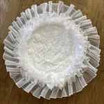 カフェマット🤍Gold  White Rose🤍円形53㎝（フリル含）