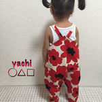 再販×8☆人気のお洋服☆デザインサロペット☆北欧大きな赤いお花