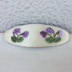 ご予約品 刺繍バレッタS' すみれ2株