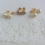 simple*コットンパールの一粒ピアス