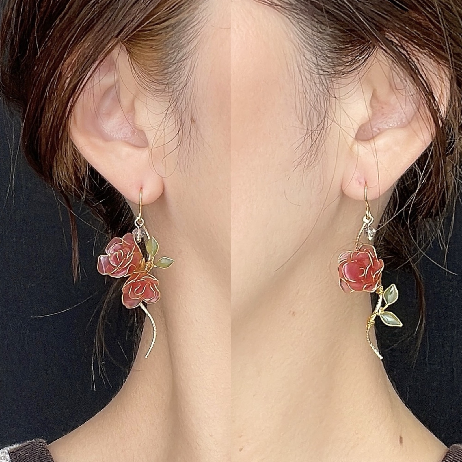 特集掲載】色が変わる薔薇咲くピアス/イヤリング ٭❀* 揺れる大人 