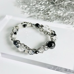 《再販》天然石使用💎 Black Rutilated Quartz bracelet ⭐︎勝負運UPブラックルチル(黒針水晶)＆透明水晶のMIXチェーンブレスレット