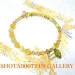 💛［再販7］ミモザ　シングル　ワイヤー　ブレスレット　#minne_new  #ミモザ　#イエロー　#天然石　#フラワー