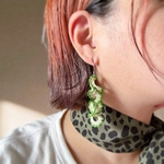 フリルビーズピアス　グリーン