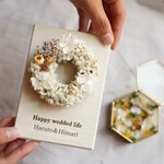 【動画あり】結婚祝い　リングピロー　　リース　結婚祝いギフト　木のプレートリース＆リングピローSET