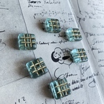 SUMMER SALE【4コセット】#czech beads#チェコビーズ　square block12✖️12✖️6㍉　crystal/bronze