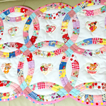 ◇ハンドメイド＊パッチワークキルト＊かわいいダブルウェディングリング水玉ピンク