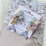 再販予定【fleur】 ブルーマーメイドver. パープル ネイビー ブルー 花 ロング ピアス イヤリング プレゼント ギフト ブライダル ウエディング 結婚式 お呼ばれ