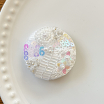 ビーズ刺繍くるみボタン（ヘアゴム/ブローチ）