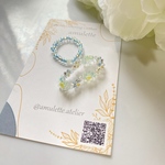 透明感ある小花のビーズリングセット~light blue~