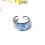 琉球ガラスと京都オパールの涼しげリング