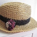 アートフラワーとパールビーズのコサージュ/パープル