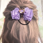 リボン♡ヘアゴム 花のパーツ ドット 紫