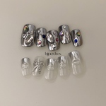 bijoux box｜韓国ネイル　韓国風ネイル　ネイルチップ　ビジューネイル　シルバーネイル　Y2Kネイル　シンプルネイル　リボンネイル　ハートネイル　ぷっくりネイル　ニュアンスネイル