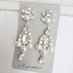 silver bijou*ホワイトコットンパールジルコニア雫ピアス