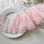 50cm単位 綺麗 広幅 チュールプリーツフリルブレード ピンク BK240829 ハンドメイド 手芸 素材