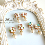 春色スワロのビジューとコットンパールのピアス