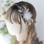 朝露の妖精　透明　ヘアアクセサリー　アメリカンフラワー　髪飾り　ブライダル　ウェディング  花　クリア　卒業式