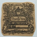 506 本 インク 花 thankyou ラベル ハンコ ヴィンテージ アンティーク ハンコ スタンプ ゴム印 ラッピング  レトロ カット絵 イラスト 文房具 読書 本屋 サンキューシール