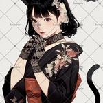 【F296】teatea.オリジナル 人物ステッカー 猫娘