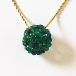 グリーンマイカインクォーツ/フラーレン サージカルステンレスチェーン 50㎝