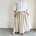 cottonリネンのギャザースカート 生成りベージュ