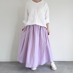 cottonリネンのギャザースカート ラベンダー
