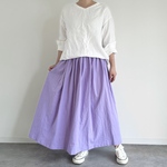 cottonリネンのギャザースカート　ライラック