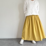 cottonリネンのスカート マスタード