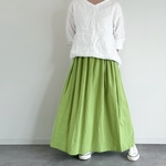 cottonリネンのギャザースカート ピスタチオ