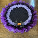 カフェマット🎃ハロウィン　ブラック🎃円形48㎝（フリル含）